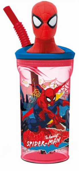 Immagine di Bicchiere con Cannuccia 3D Spiderman ml.360