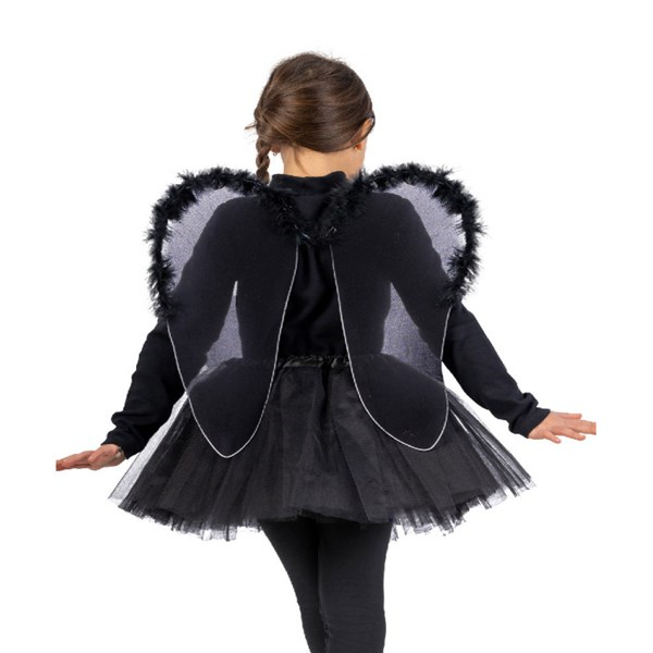 Immagine di SET ANGELO NERO BIMBA (GONNA E ALI H.CM.46X40 CA.)