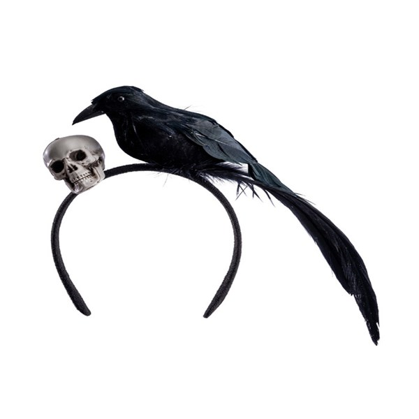 Immagine di CERCHIETTO CON CORVO E TESCHIO SU CARTONCINO