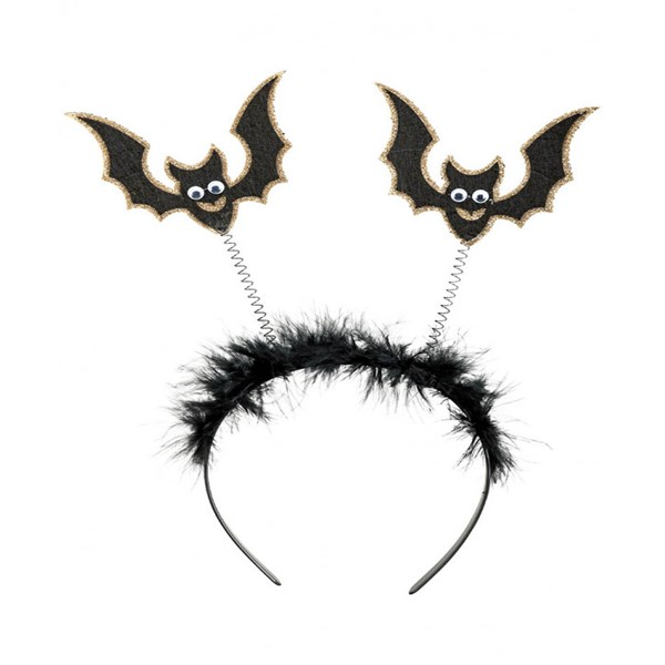 Immagine di CERCHIETTO NERO CON PIPISTRELLI E MARABOUT SU CART