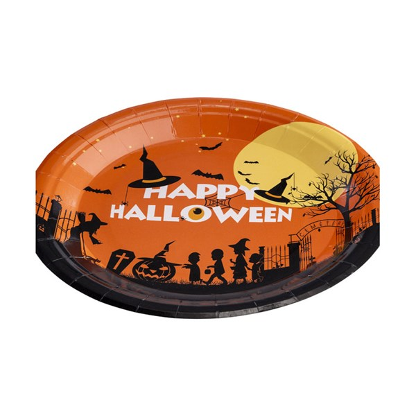 Immagine di 6 Piatti In Carta Halloween Arancioni Diam.Cm.23 