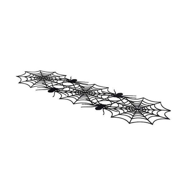 Immagine di RUNNER NERO IN FELTRO CON RAGNATELE E RAGNI CM.110