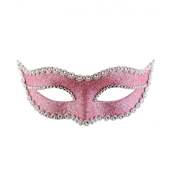 Immagine di MASCHERA IN PLASTICA CON GLITTER ROSA E STRASS IN 