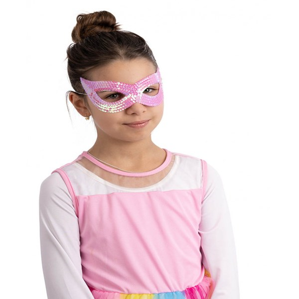 Immagine di MASCHERA ROSA IN TESSUTO CON PAILLETTES SU CARTONC