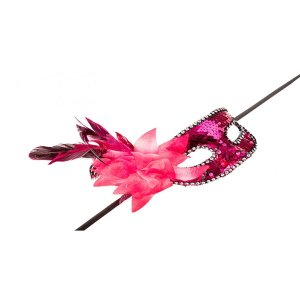 Immagine di MASCHERA IN PLASTICA CON PAILLETTES FUCSIA, FIORE 