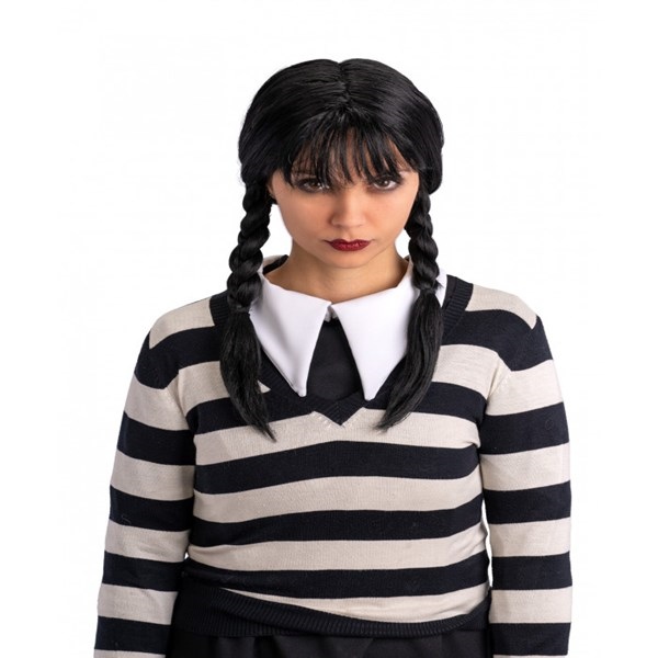 Immagine di Parrucca Mercoledi' Con Frangia In Busta C/Gancio