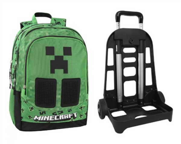 Immagine di ZAINO ORGANIZZATO TROLLEY STACC. PIXEL MINECRAFT