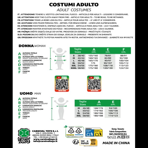 Immagine di Costume Tuta Rossa Il Calamaro Unisex Tg.M In Bust