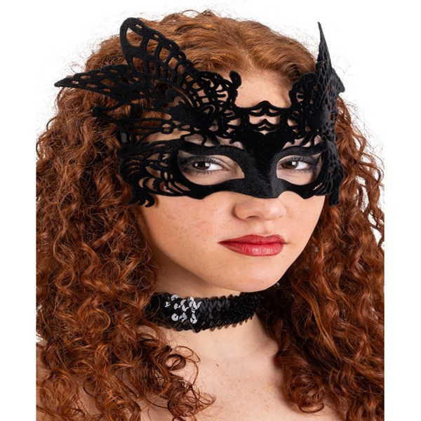 Immagine di MASCHERA FARFALLA IN PLASTICA RIGIDA CON VELLUTINO