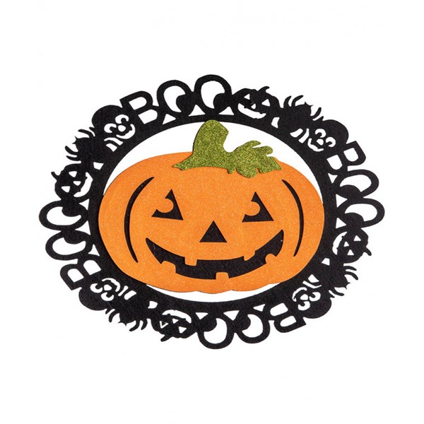 Immagine di DECORAZIONE ZUCCA IN FELTRO  D'APPENDERE. DIAM.CM.