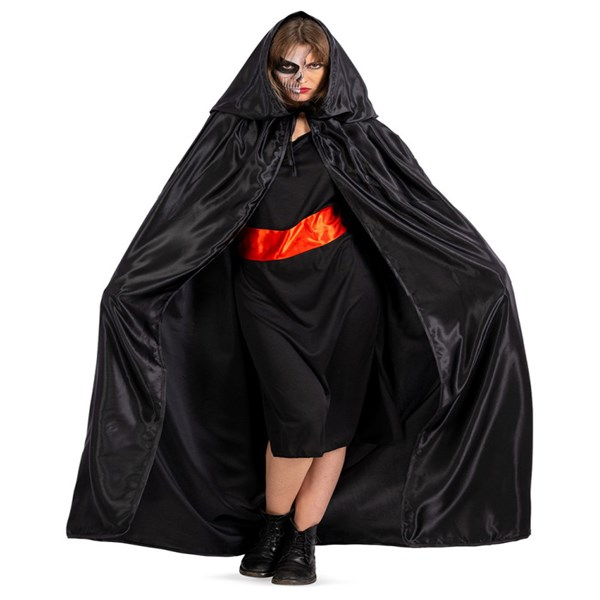 Immagine di Mantello in raso nero con cappuccio l.cm.130 ca. I