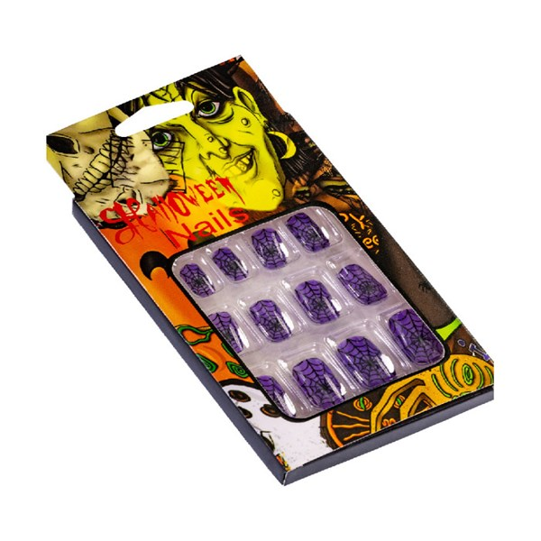 Immagine di UNGHIE ADESIVE VIOLA CON RAGNATELE IN SCATOLA