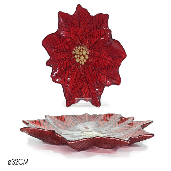 Immagine di Piatto stella di nat. Ø32cm rosso