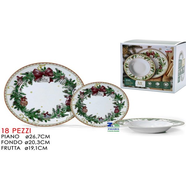 Immagine di Serv.Tav.18pz Red Ribbon Garland Porc