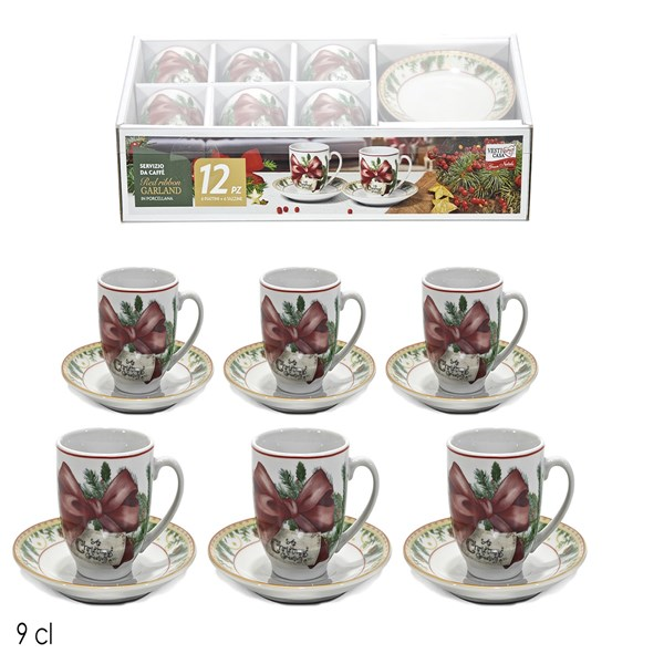 Immagine di Box caffe' 6+6 9cl red ribbon garl. Por.