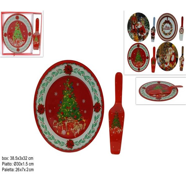 Immagine di Piatto 30cm+paletta vetro natalizio art. Car2/2a@