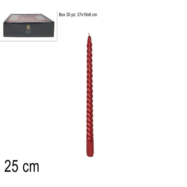 Immagine di Candela Torciglione Laminata 25cm Rosso 19138-30r