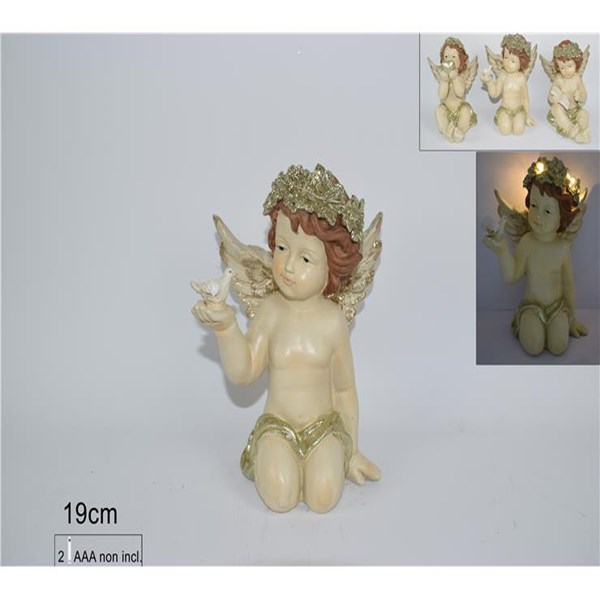 Immagine di Angelo seduto c/luci led batt. C/decori glitter cm