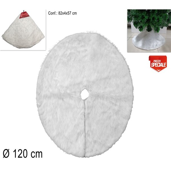 Immagine di Tappeto Albero Pelliccia Bianco 120cm Tree Skirt 1