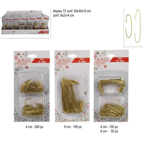 Immagine di Ganci Metallo Per Palline Misure Ass. Oro